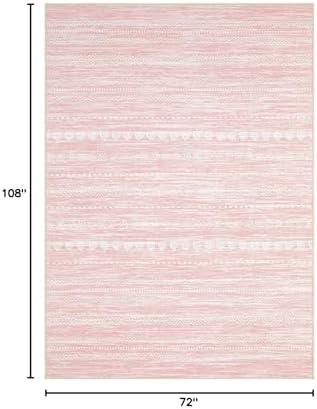 Nakagishi Boho 6x9 Area Rug Living Room Rugs Machine Washable Pink - Image 2