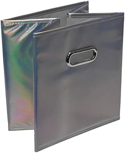 Handy Laundry 6-Pack Foldable Cube Storage Bins – Decorative Collapsible Organizer for Shelves, Closets, Underbed, Clothes, or Kids’ Toys (Shiny Silver) - Image 5