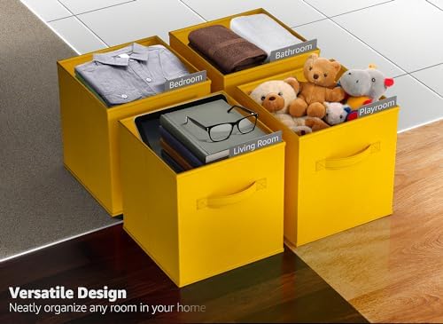 Sorbus Fabric Storage Cubes, 6-Pack Foldable Bins (11 Inch, Dark Yellow) - Image 5