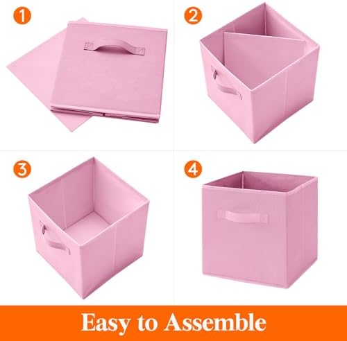 Lifewit Storage Cubes, 11 Inch Organizer Bins, 18L Pink, 12 Packs - Image 2