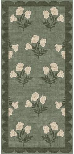 Front Door Mat Indoor Entrance - 2x4.3 Sage Green Boho Floral Rug - Image 7