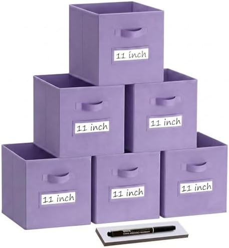 Storage Bins,11 Inch Cube Storage Bin with Labels,6pcs,Purple by Anyoneer