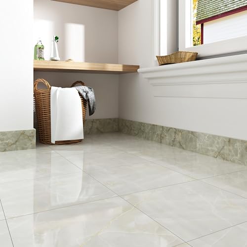 Wallercity Green Marble Wallpaper Borders 3.94''x394'' Marble Cyan Wall Border Stickers for Bedroom Kitchen Wall Decor Waterproof Self Adhesive Borders Contact Paper for Bathroom Mirror Frame Floor - Image 2