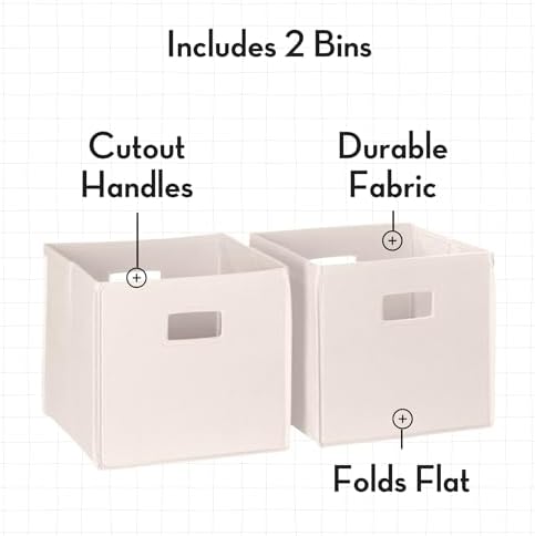 RiverRidge Folding Storage Bins - 2-pack of 10in Tall Cream Cubes - Image 3