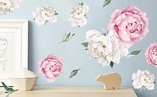 Peony Watercolor Wall Decals (Pink and White Watercolor) - Spring Decor Flowers Decals for Wall - Botanical Bedroom Sticker Girls - Floral Peonies Pink Botanical Stickers Bedroom Nursery w/test Sample - Image 7