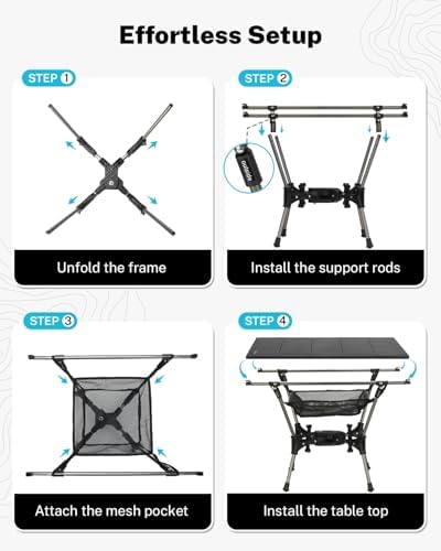 Gonex Foldable Camping Table, Portable Aluminum Roll Up Top Camp Side Table - Image 5