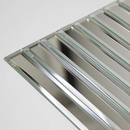 Beveled Mirror Backsplash Tiles 12x12 Inch Silver Mirror Glass Strip Tiles for Kitchen Bathroom Shower Wall 5 Sheets - Image 3