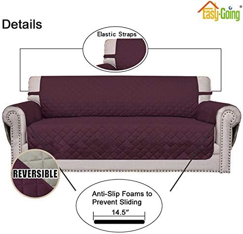 Easy-Going Reversible Couch Cover, 2 Cushion Sofa, Wine/Beige - Image 3