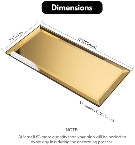 Lovdeco Peel and Stick 3x6 Inch Beveled Gold Mirror Tile Subway Mirror Glass Backsplash for Kitchen Bathroom Wall (40 Pcs, 5 SQ.FT.) - Image 2