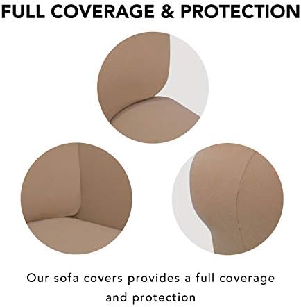 PureFit Stretch Couch Covers for Sofa 4 Seater Slipcovers Camel - Image 3