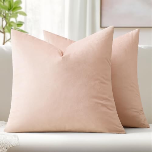 MIULEE Velvet Throw Pillow Covers 20x20 Inch Pack of 2 Pink by MIULEE