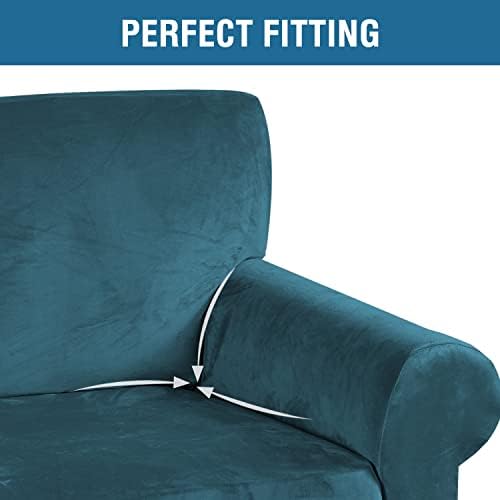 H.VERSAILTEX Stretch Velvet Sofa Covers for 3 Cushion Couch Covers Sofa Slipcovers Furniture Protector Soft with Non Slip Elastic Bottom, Crafted from Thick Comfy Rich Velour (Sofa 72'-90', Deep Teal) - Image 4