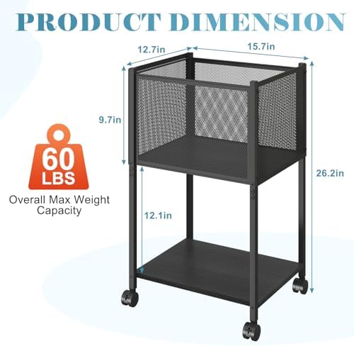 Sbanmao Letter/Legal Rolling File Cart, Narrow Mobile File Cabinet with Wheels Hanging Files, Metal Hanging File Folder Cart File Organizer Under Desk Storage for Home Office, Black - Image 7