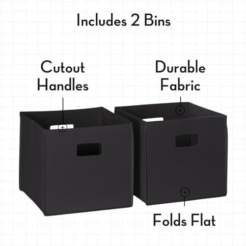 RiverRidge Folding Storage Bins - 2-pack of 10in Tall Black Cubes - Image 4
