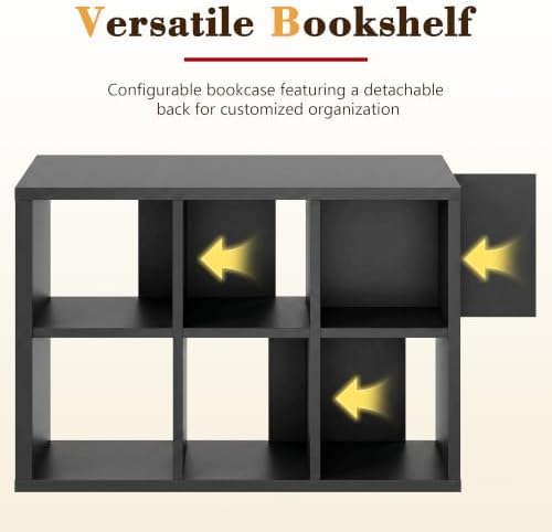 6 Cube Storage Organizer, Multifunctional Bookcase, Black Cube Bookshelf - Image 5