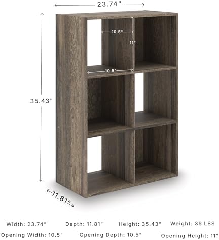 Signature Design by Ashley 6 Cube Storage Organizer, Brown Bookshelf - Image 3