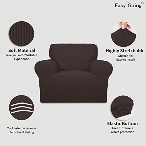 Easy-Going Stretch Chair Slipcover with Arm Washable Chocolate - Image 3