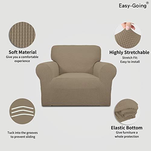 Easy-Going Stretch Chair Slipcover with Arm Washable Natural - Image 3