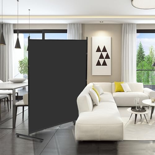 MAYOLIAH Large Single Panel Room Divider 71”W x 75”H Rolling Privacy Screen - Image 3
