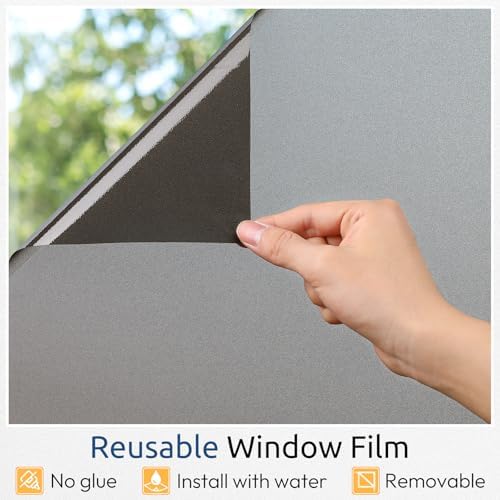 rabbitgoo Static Cling Privacy Film for Glass Windows, Taupe 29.5" x 78.7" - Image 6