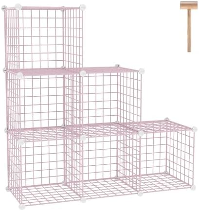 C&AHOME Wire Cube Storage, 6 - Cube Organizer Metal C Grids, Units, Pink by CAHOME