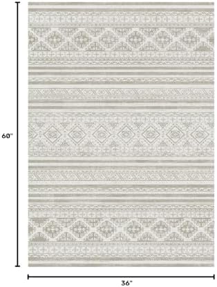 RUGSURE Washable Area Rugs 3' x 5 ' - 1/6 Thick - Moroccan-Inspired -Stain & Water Resistant Non-Slip - Resistant Rug for Living Room, Bedroom, Nursery, Pet & Child Friendly (Grey) - Image 2