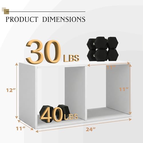 WannabeMyself【Sturdy Build&Easy Assembly】 2 Cube Storage Organizer with Anti-Tipping Kits,Reversible Open Back Book Shelf, Bookcase for Living Room,Bedroom,Entrance Hall,Office,12.2×11.4×24.1,White - Image 2