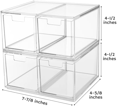 STORi Stackable Desk Organizer drawers, Clear Pen Pencil Makeup Brush drawers for Desktops and Vanities, 4 Tall Drawers (Made in USA) - Image 2