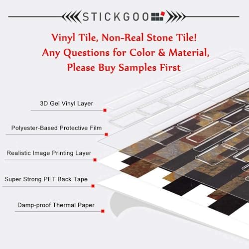 STICKGOO Peel and Stick Subway Tile, Stick on Tiles Backsplash for Kitchen & Bathroom in Red (Pack of 10, Thicker Design) - Image 4