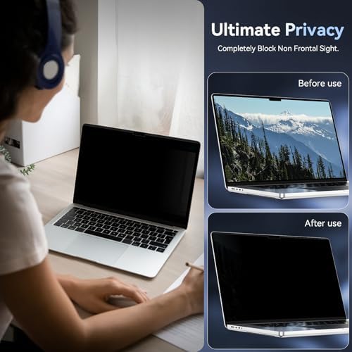Magnetic Privacy Screen Protector Compatible with MacBook Pro 14 Inch (2021-2026, M1, M2, M3, M4, M5), Removable Anti Spy Blue Light Glare Shield, Laptop Privacy Filter for Mac Pro 14.2in - Image 2
