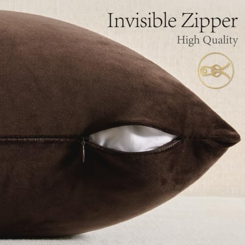 MIULEE Velvet Throw Pillow Covers 18x18 Inch Pack of 2 Chocolate Brown - Image 7