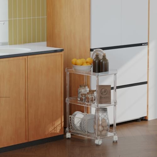 AQUIVER Acrylic 3 Tier Rolling Storage Cart - Small Utility Cart Organizer - Image 5