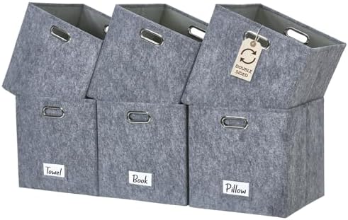 DECOMOMO Felt Storage Bins, 11 inch Cube Storage Bin with Labels by DECOMOMO