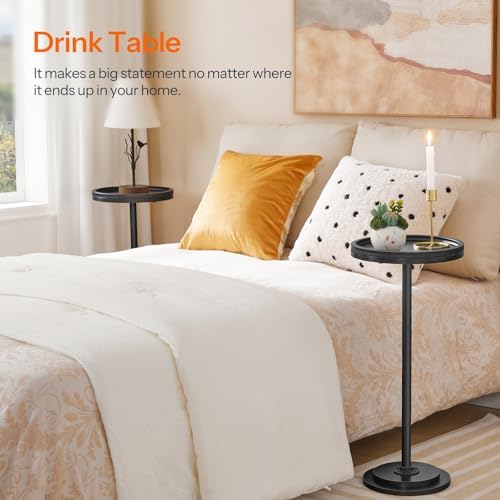 HOOBRO Small Round Side Tables, Set of 2, Drink Tables, Coffee Martini Tables with Pedestal Accent for Small Spaces in Living Room, Bedroom, Sofa Couch, Black BB168BZP201 - Image 4