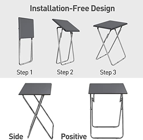 Folding TV Tray Table TV Dinner Trays Tables for Eating(Grey,2PC) - Image 4