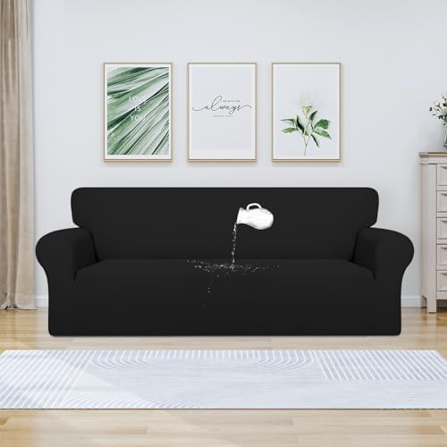 PureFit Waterproof Couch Cover Slipcovers for Couches and Sofas, Black - Image 2