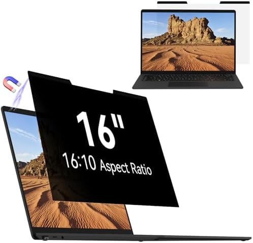 Mamol Magnetic Laptop Privacy Screen 16 inch,16:10 Aspect Removable Anti Glare Protector Blue Light Privacy Screen Filter,Filter Shield Compatible with HP/Dell/Acer/Asus/Samsung/Lenovo/Thinkpad Envy by Mamol