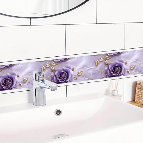 IVN Wallpaper Border Peel and Stick Wall Violet Gold Rose 4x196 Inch - Image 5