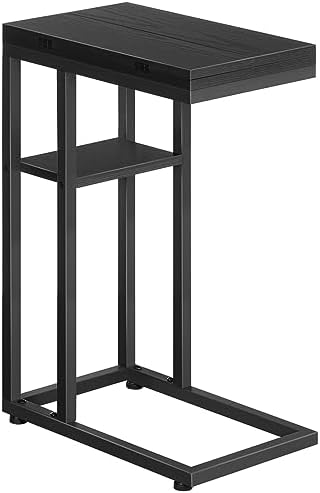 HOOBRO Foldable C Shaped End Table, C Shaped Side Table with Storage Shelf, Slide Under Couch Table for Sofa, Small Spaces, for Living Room, Bedroom, Easy Assembly, Black BK29SF01 by HOOBRO