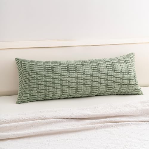 Aegero Corduroy Decorative Throw Pillow Covers 14x36 Inch Soft Striped Pillow Covers Modern Farmhouse Home Decor for Sofa Living Room Couch Bed（Sage Green） by Unknown