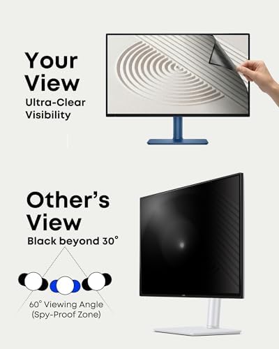 2-Pack 34 Inch Computer Privacy Screen Filter (31.8" × 13.5") for 16:9 Curved & Flat Monitors – Nano-Suction Bezel (Tape-Free Instant Install) – Anti-Glare, Blue Light Blocking, Washable - Image 2
