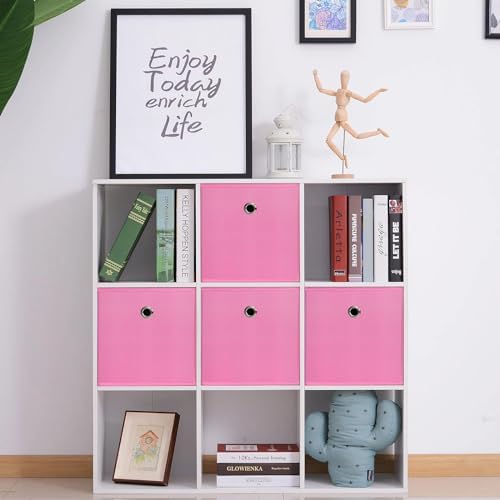 Foldable Storage Cubes Bins ,11 Inch Cloth Storage Cube Fabric Storage Box Cubes Organizer Baskets with Dual Handles for Home Organizer Set of 8 (Pink) - Image 4