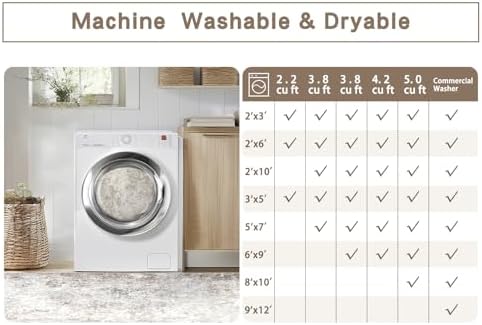Beige Grey 10x14 Washable Area Rugs for Living Room,Bedroom,Dining Room - Image 7