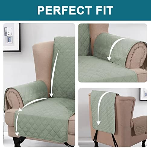 Turquoize 100% Waterproof Wing Chair Cover Wing Armchair Slipcovers, Sage - Image 5