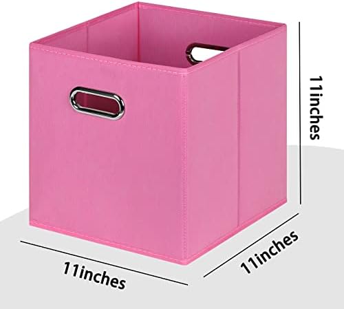 Black Foldable Storage Cubes Bins , Fabric Storage Box Cubes Organizer Baskets with Dual Handles for Home Organizer(Pink) - Image 2