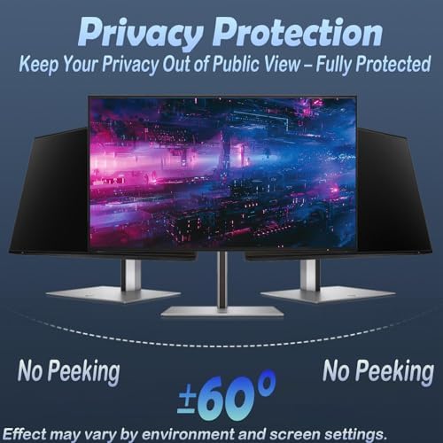 23.8 Inch computer privacy screen for 16:9 Monitor, Removable Anti-Glare Blue Light Filter & Anti-Scratch Protector Film, Privacy Shield for HP Dell Asus Acer Samsung Desktop Monitors (23.8" (16:9, 20.7×11.7 in)) - Image 2