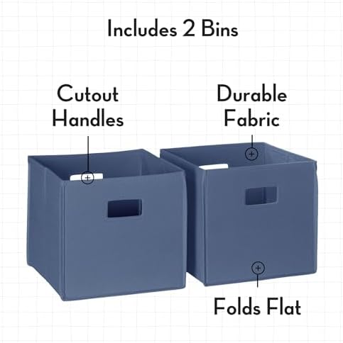 RiverRidge Folding Storage Bins - 2-pack of 10in Tall Slate Blue Cubes - Image 3