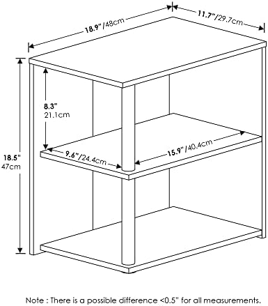 Furinno Romain Side Table, 2-Tier End Table with Open Shelf, Night Stand, Bedside Table, for Living Room, Bedroom, Espresso - Image 3