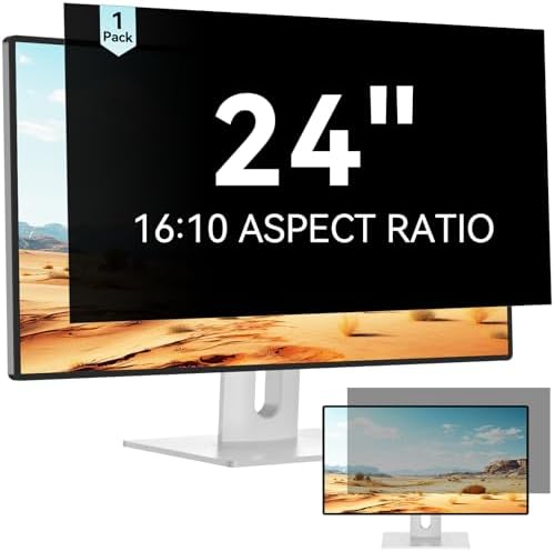 Mamol 24 Inch Computer Privacy Screen Filter for 16:10 Widescreen Monitor, Anti Glare & Blue Light Filter, Removable Anti-Scratch Screen Protector Film 24 in by Mamol
