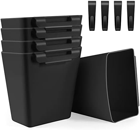 5 Pack Hanging Cup Holders, Multipurpose Rolling Cart Accessories Utility Cart Accessories For Art Craft Supplies, Space Saving Hanging Storage Basket Pencil Holder Makeup Organizers (Black) by LEZIOA